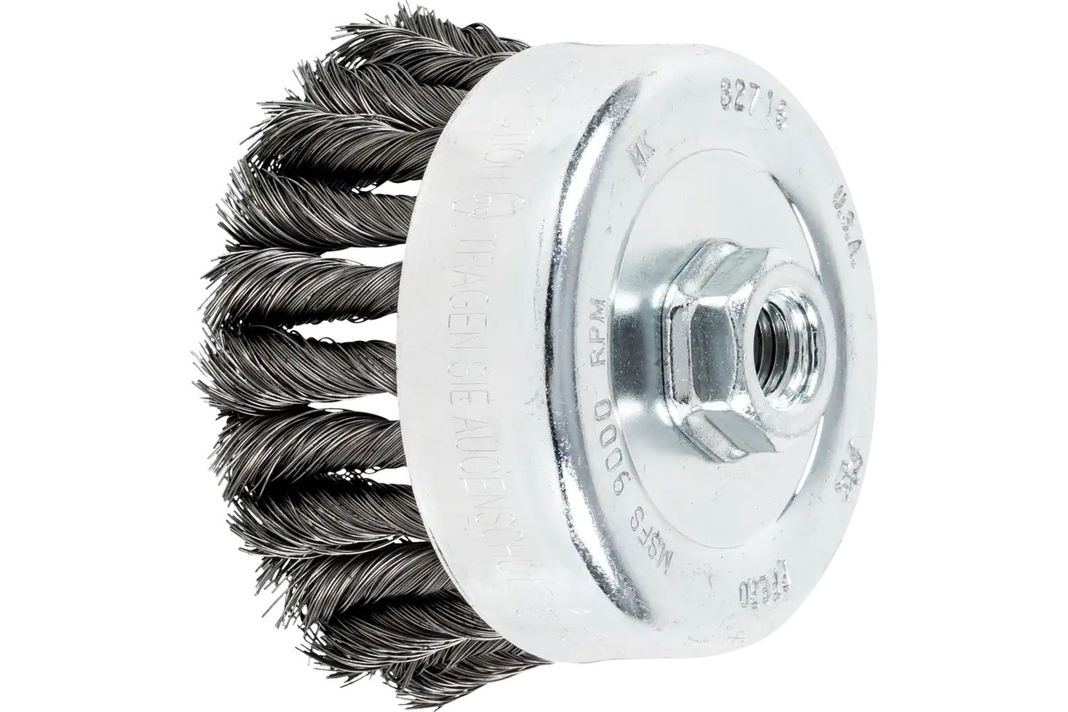 Show details for Pferd Combitwist Knot Wire Cup Brush 4" Dia. .014 Carbon Steel 5/8-11 Thread Picture of Pferd Combitwist Knot Wire Cup Brush 4" Dia. .014 Carbon Steel 5/8-11 Thread